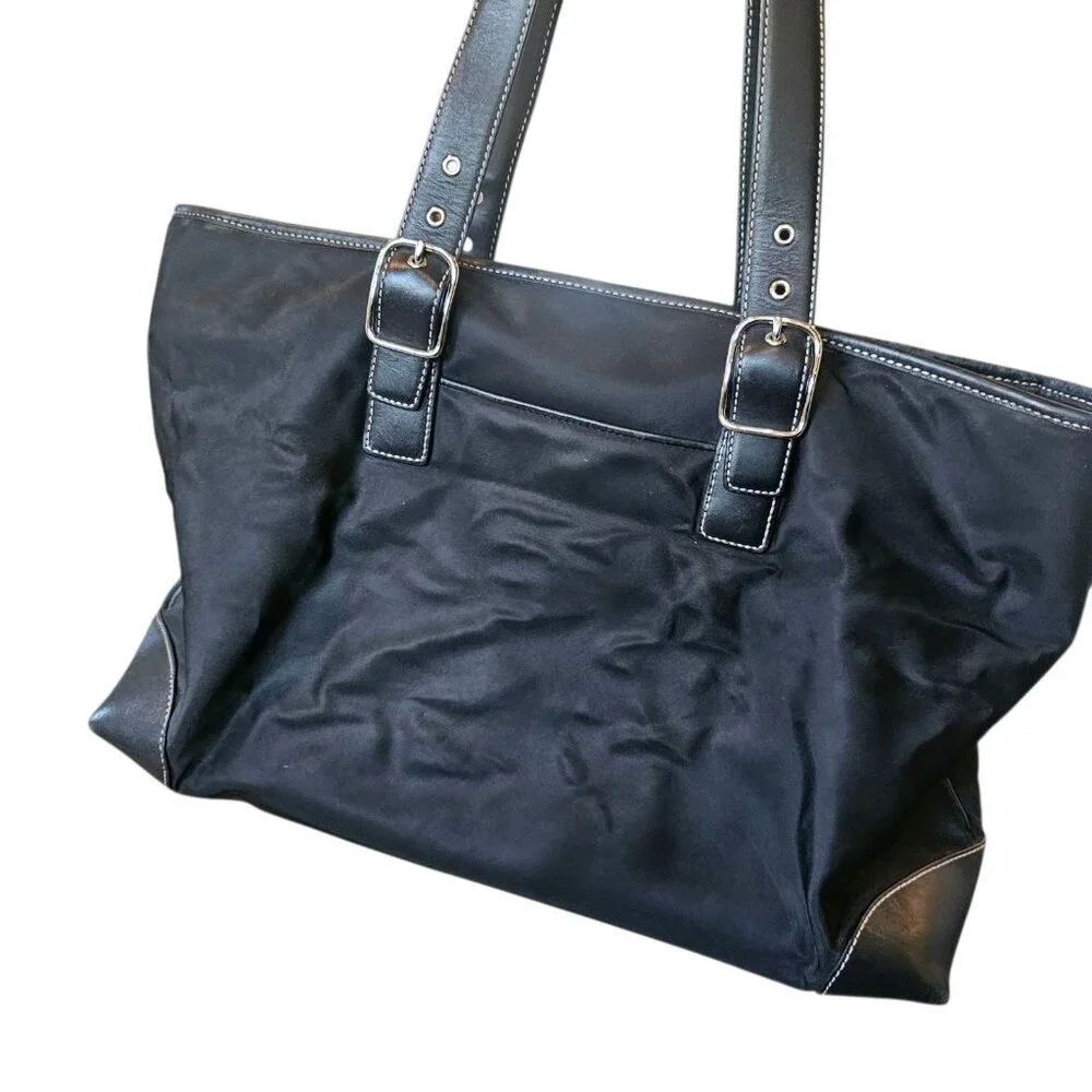 VTG Y2K COACH Black Nylon‎ Leather Tote Purse Bag 5150 Classic Preppy Minimalist